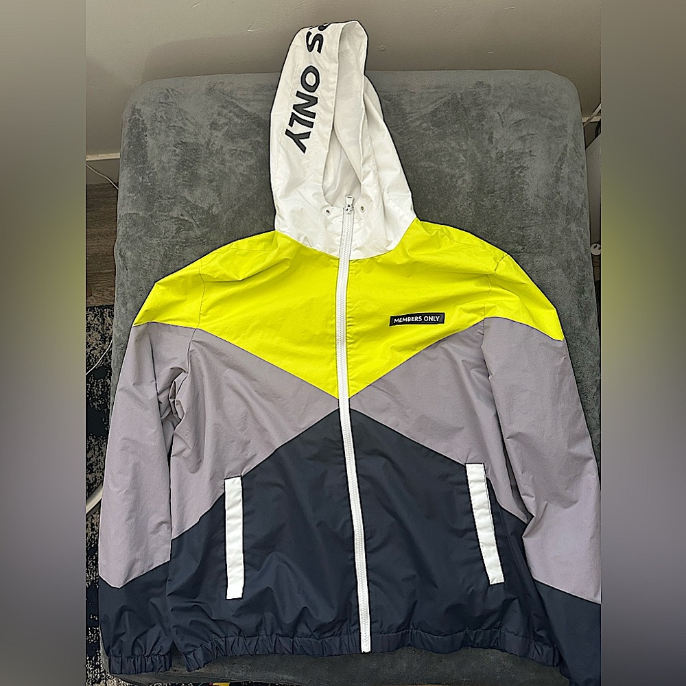 Members Only Sweater Men's XL Adult Full Zip Outdoors Hooded Windbreaker Jacket